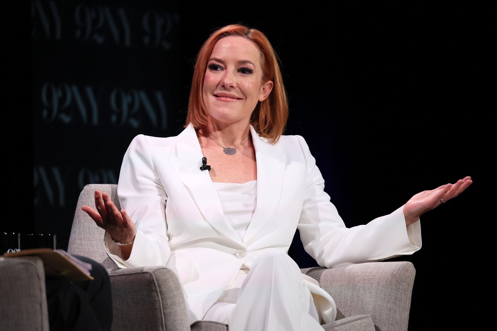 ‘It certainly seems like Eric might be getting a little more than just some quality time with his dad out of his China trip. Doesn’t it?’ MS NOW’s Jen Psaki asked her viewers (Getty Images)