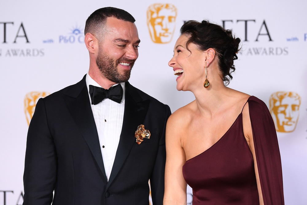 With husband and ‘Love is Blind’ co-presenter Matt at the Bafta TV Awards (Getty)