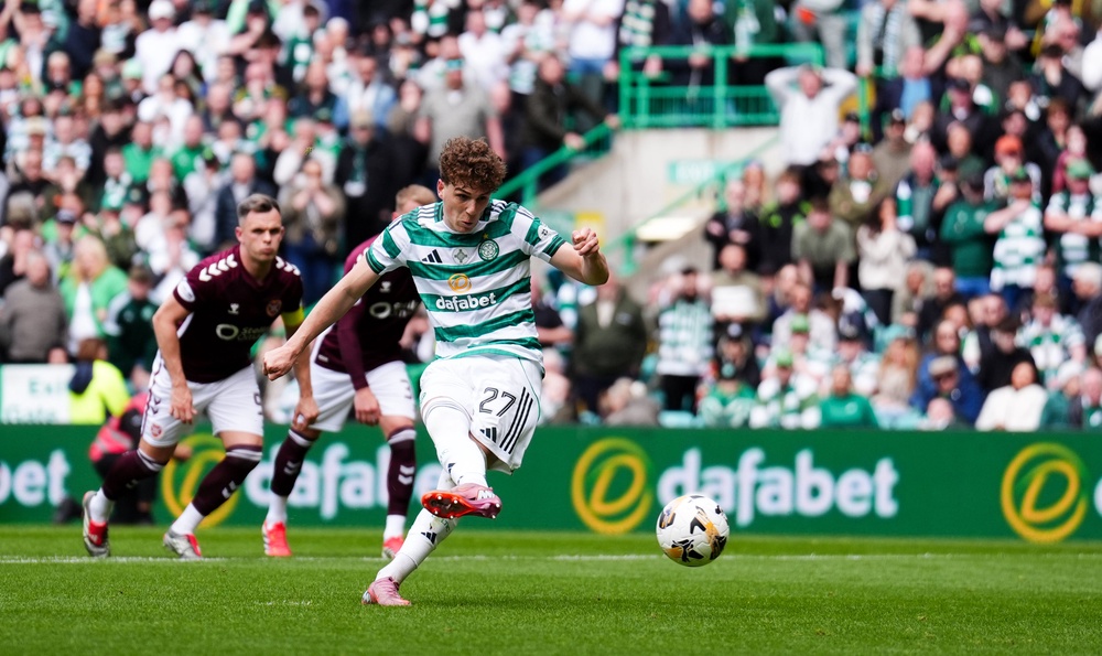 Celtic’s Arne Engels scored from the penalty spot (Andrew Milligan/PA) (PA Wire)
