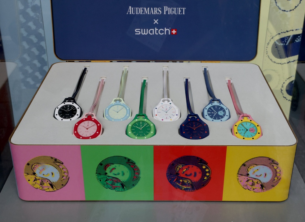 The collaboration includes eight colorful pocket watches that start at $400 (AFP/Getty)