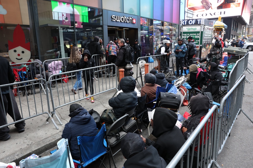 People were camped out for a chance to purchase the highly anticipated collaboration (AFP/Getty)
