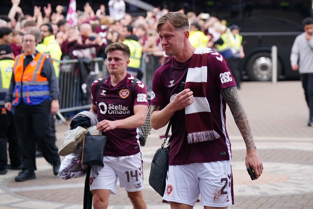 Hearts players made a quick exit (Jane Barlow/PA) (PA Wire)