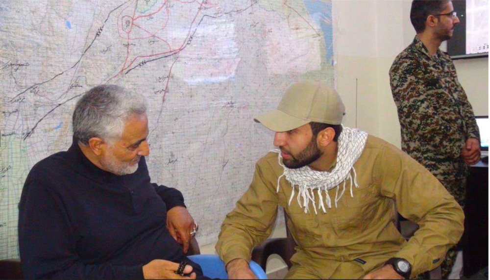 A photo from the criminal complaint purporting to show Al-Saadi, right, with Qasem Soleimani, former commander of the Iran's Islamic Revolutionary Guard Corps' Quds Force. Soleimani was assassinated on President Donald Trump’s orders in January2020 (Southern District of New York vi)