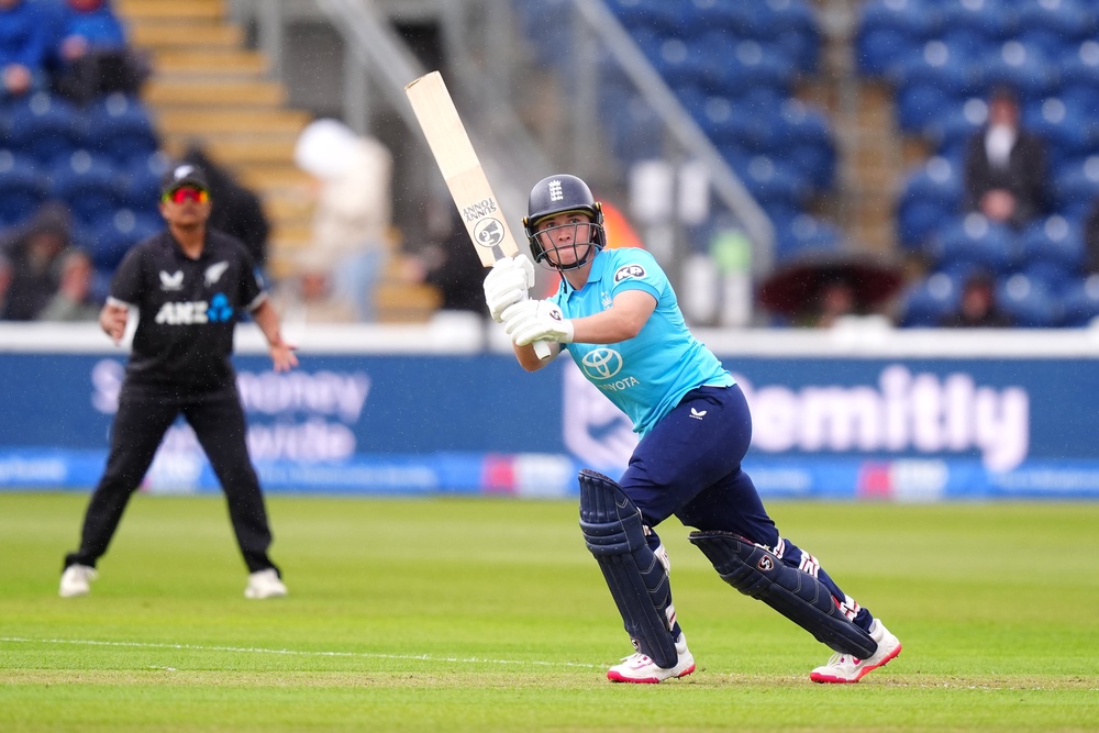 Alice Capsey top-scored for England with 45 against New Zealand in their third and final ODI in Cardiff (David Davies/PA) (PA Wire)