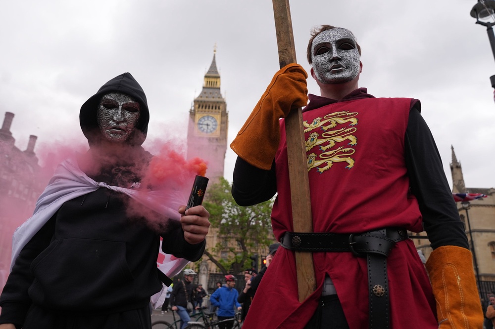 People take part in Tommy Robinson’s Unite the Kingdom march (Maja Smiejkowska/PA) (PA Wire)