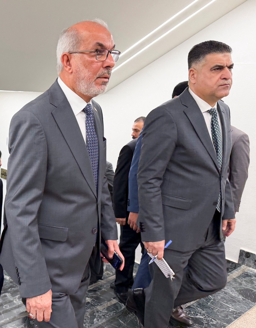 Iraq's new Oil Minister Basim Mohammed goes for a press conference in Baghdad, Iraq, May 16, 2026. (REUTERS)