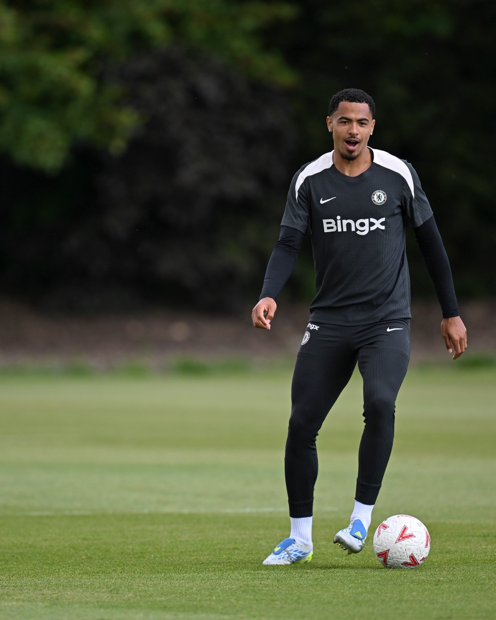 Levi Colwill of Chelsea during a training session the day before the FA Cup final (Chelsea FC via Getty Images)