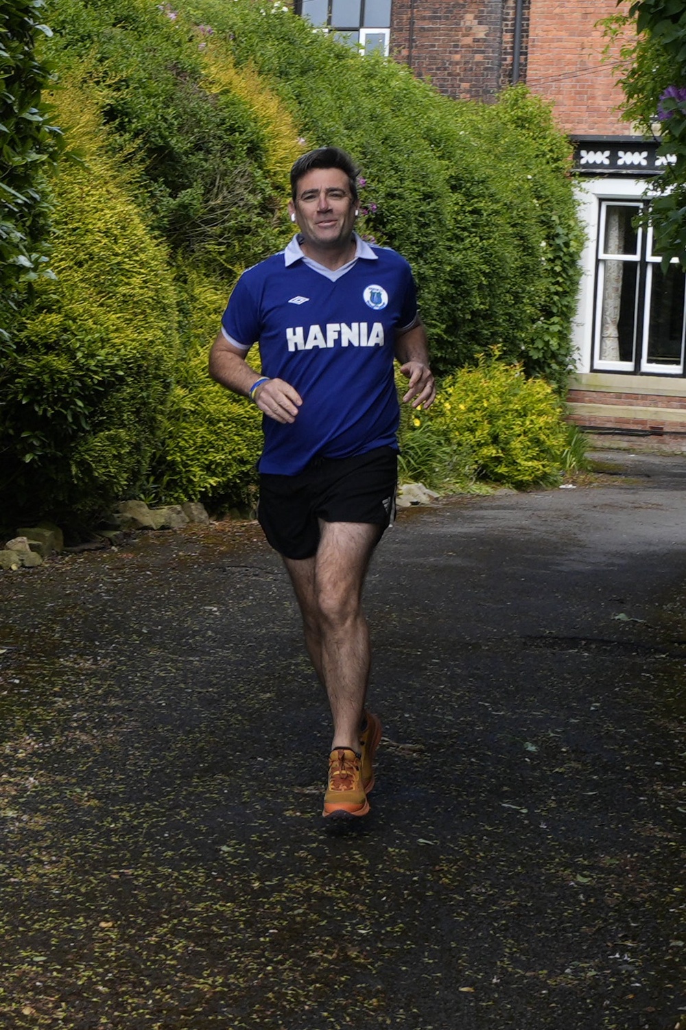 Mayor of Greater Manchester Andy Burnham outside his house in Warrington, Cheshire (Peter Byrne/PA) (PA Wire)