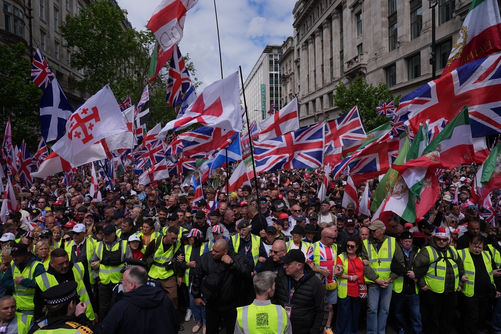 Around 60,000 people are estimated to have joined Tommy Robinson’s Unite the Kingdom march (Maja Smiejkowska/PA) (PA Wire)