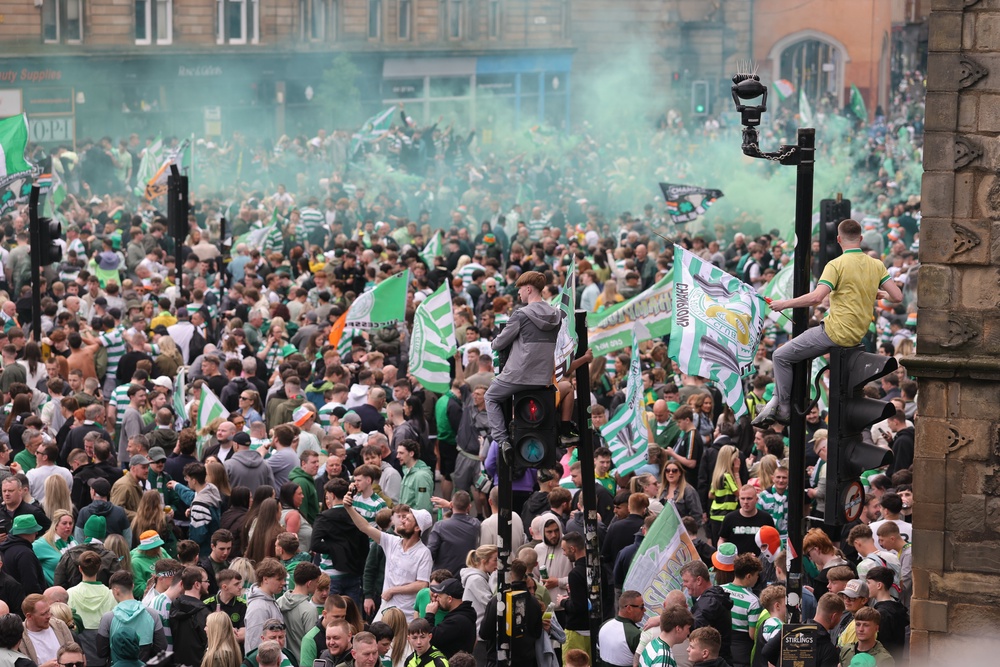 Thousands of Celtic fans congregated in Glasgow (Steve Welsh/PA) (PA Wire)
