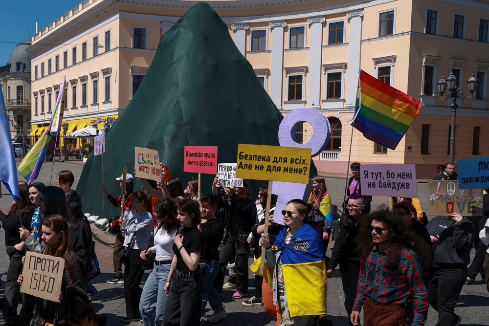 Participants attend the Pride March, organized by the LGBTQ+ community, amid Russia's attack on Ukraine, in Odesa, Ukraine May 17, 2026 (REUTERS)