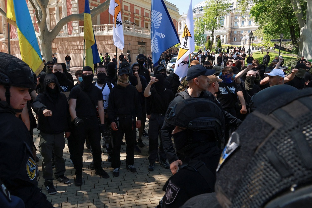 Protesters shout slogans during a rally denouncing the Pride March (REUTERS)
