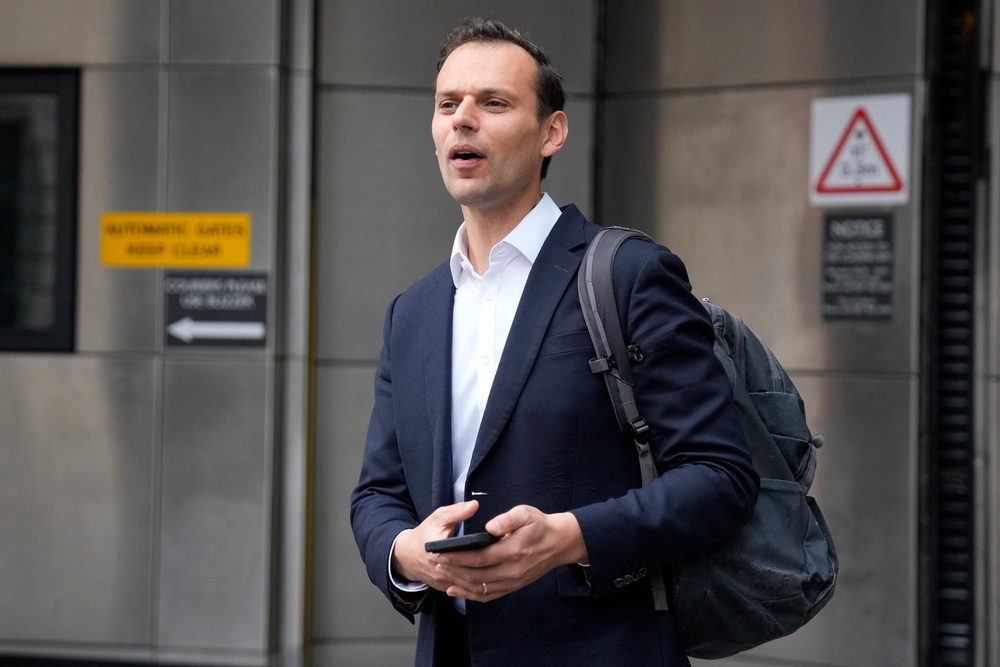 Outgoing Labour MP Josh Simons leave the BBC headquarters in London, after appearing on 