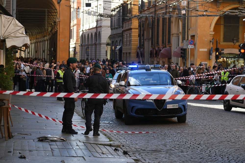 Financial Police patrol the scene after the crash (LaPresse via AP)