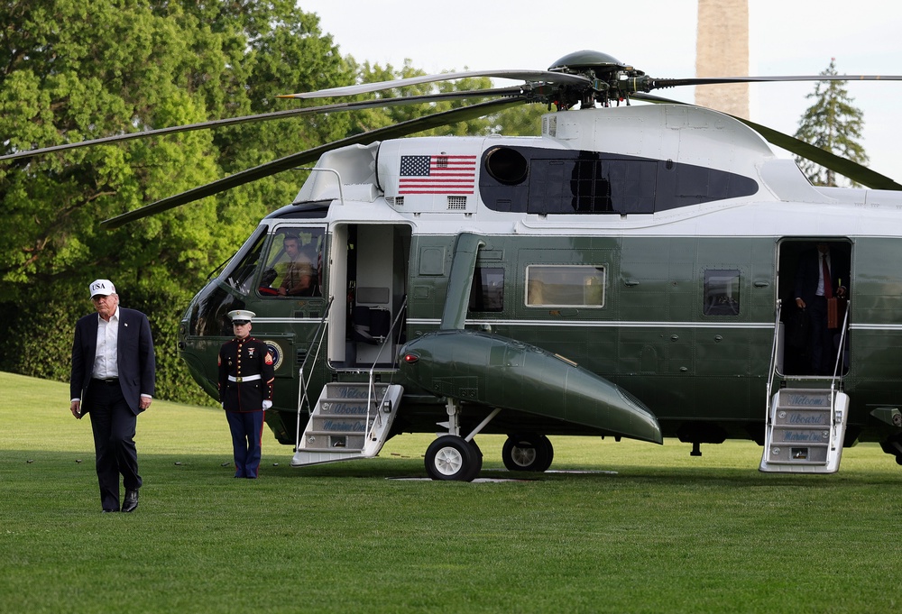 US President Donald Trump returns to the White House on May 15, 2026 (Getty Images)