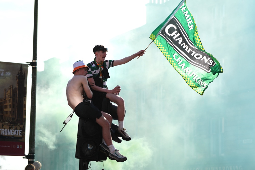 Thousands of fans descended on the Trongate area of the city (Andrew Milligan/PA) (PA Archive)