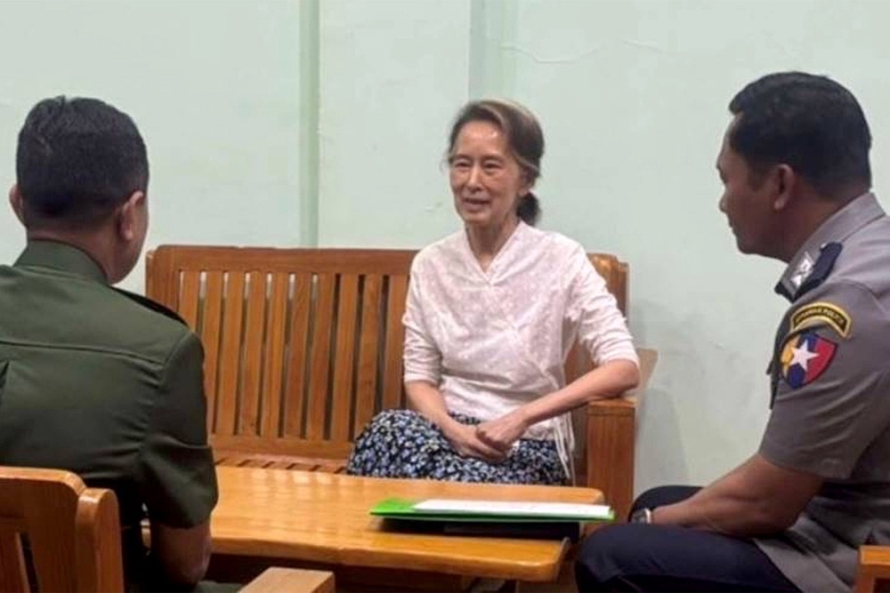 Undated photo of Suu Kyi released by the military on 30 April (Myanmar Military True News Information Team)