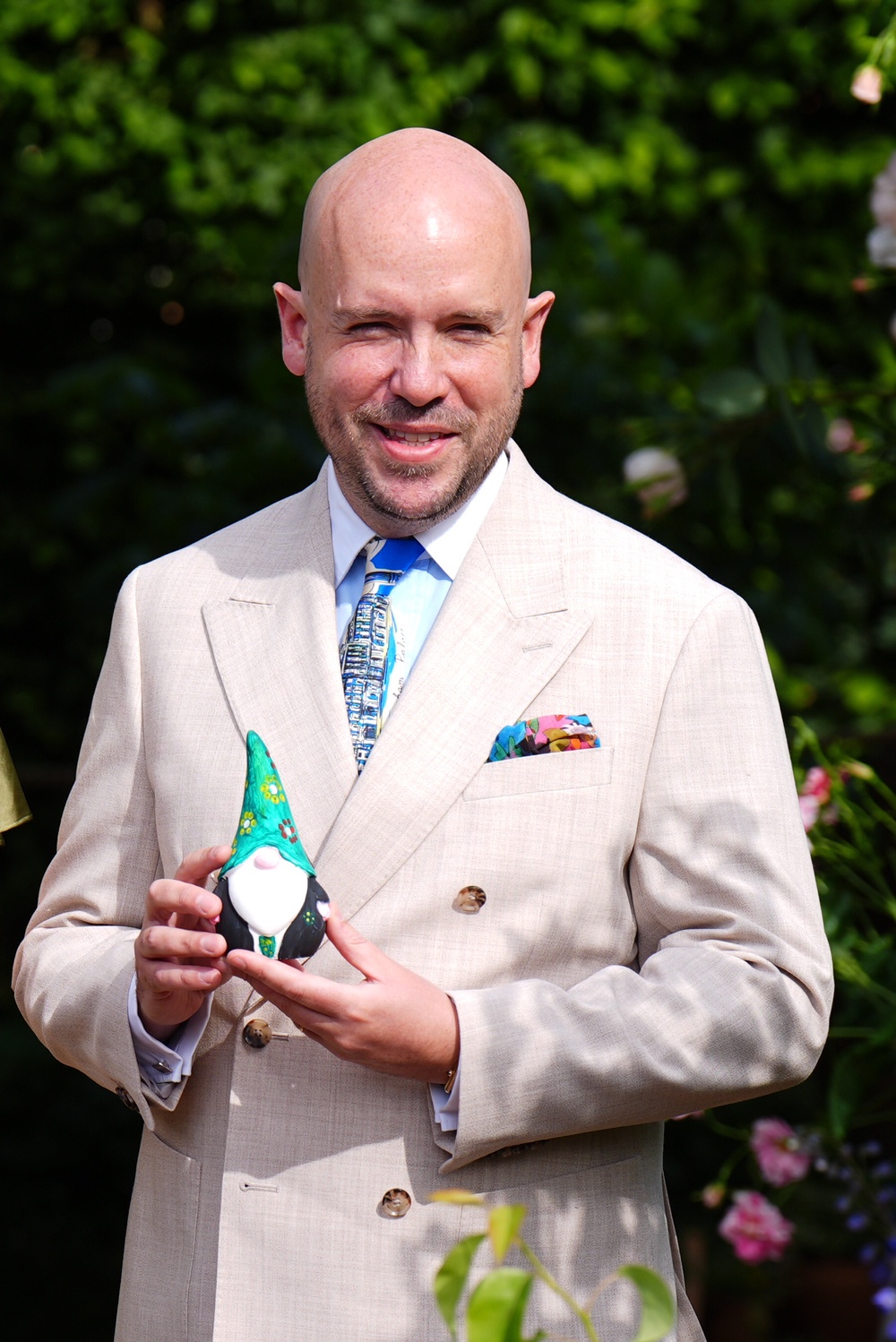 Tom Allen gave his gnome a suit and tie (Aaron Chown/PA)