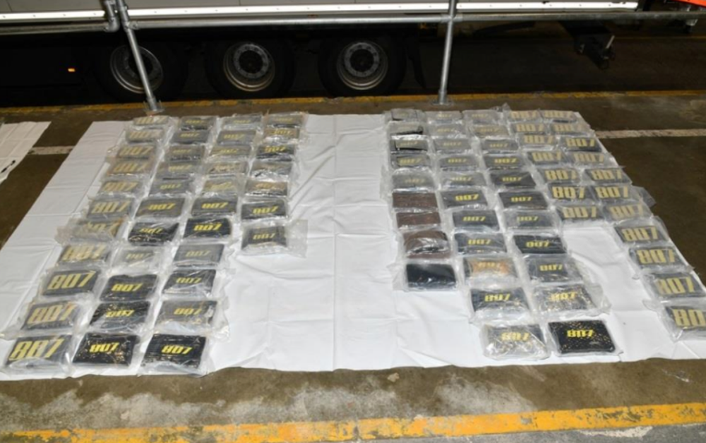 Packages of cocaine laid out by investigators. (National Crime Agency/PA)