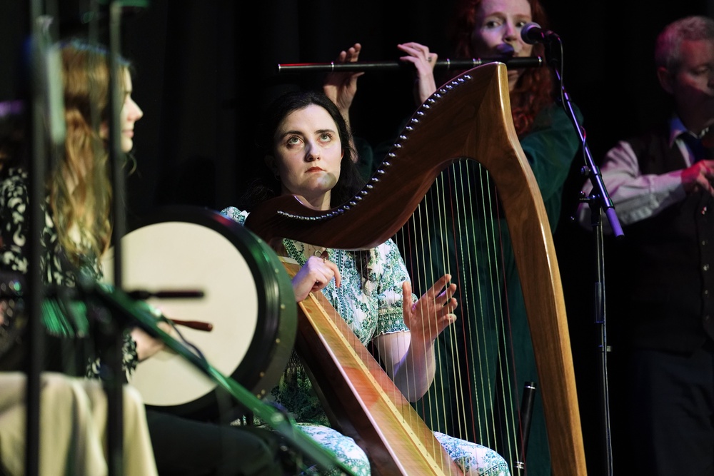 Musicians perform during a visit by Irish President Catherine Connolly to the Irish Cultural Centre in Hammersmith (Jordan Pettitt/PA)