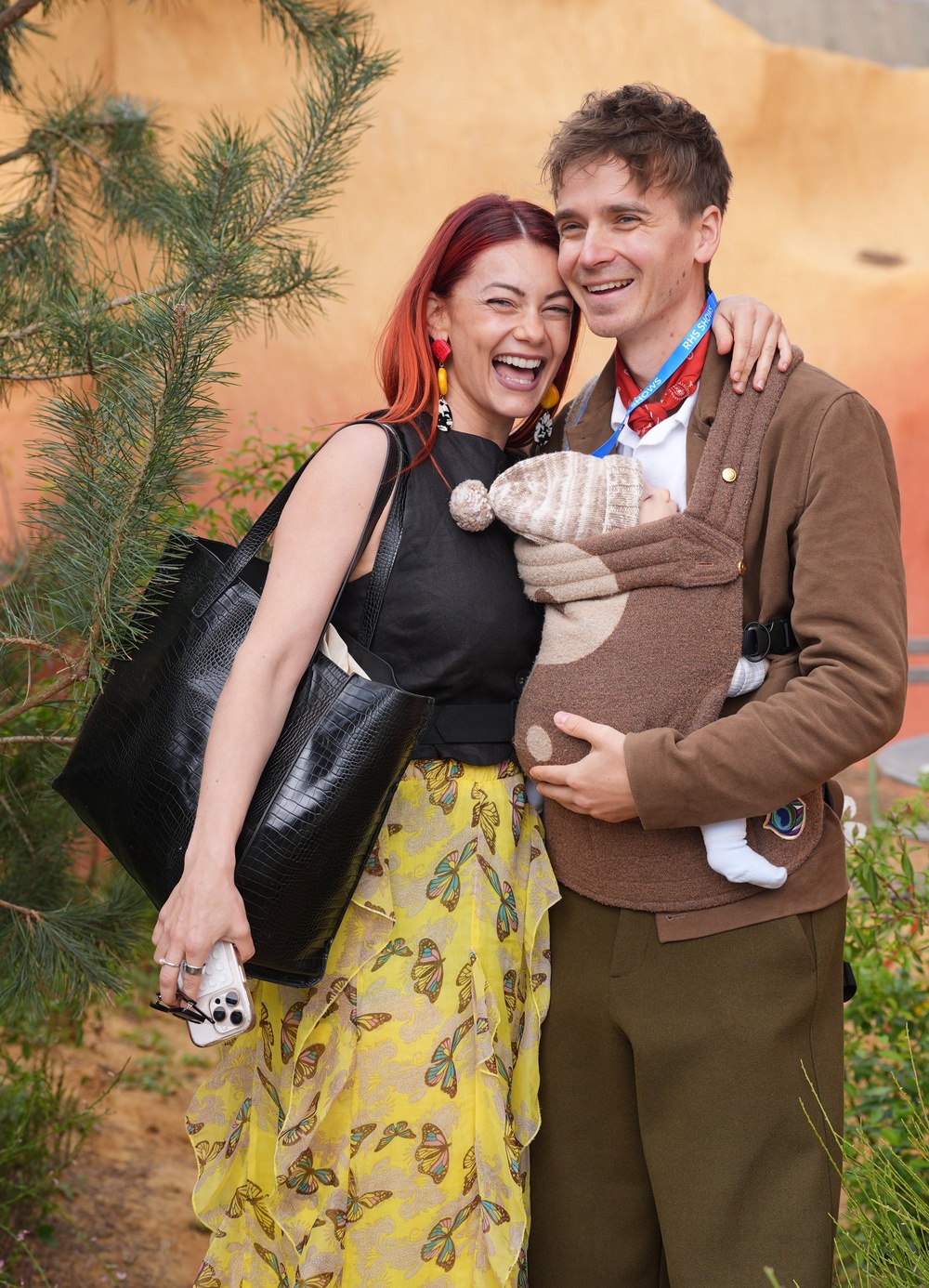 Dianne Buswell and Joe Sugg, with their baby boy Bowden, at the RHS Chelsea Flower Show (Yui Mok/PA) (PA Wire)