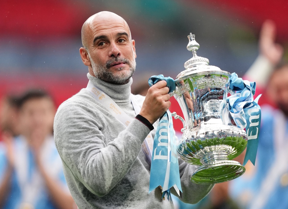Manchester City manager Pep Guardiola has just clinched the FA Cup again (John Walton/PA) (PA Wire)