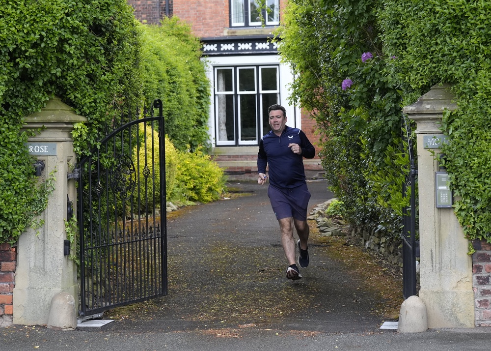 Greater Manchester Mayor Andy Burnham going for a run outside his house on Monday morning (Peter Byrne/PA) (PA Wire)