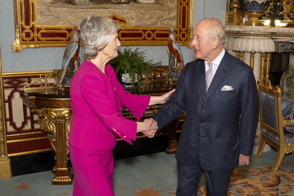 Irish President Catherine Connolly shaking hands with the King (PA)