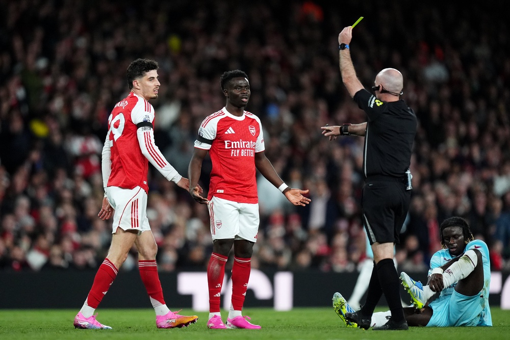 Havertz escaped with a yellow for an ugly lunge on Lesley Ugochukwu (PA Wire)