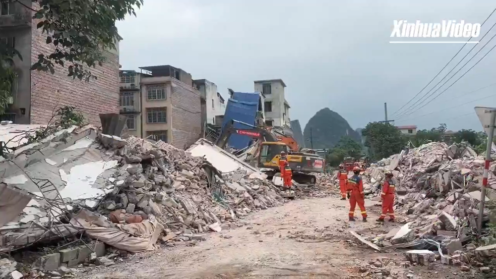 Search and rescue operation continues as two dead, four injured and one missing in  China’s southwest region of Guangxi (X/@XHNews)