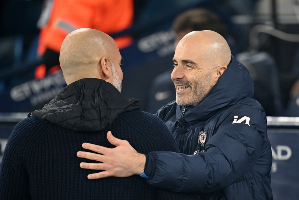 Enzo Maresca (right) is the current favourite to replace Guardiola (Getty)