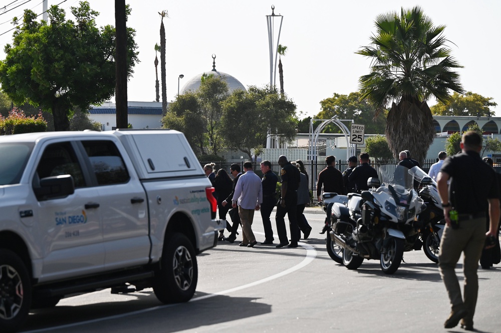 A gun scrawled with 'hate speech' was reportedly found near the scene (Getty)