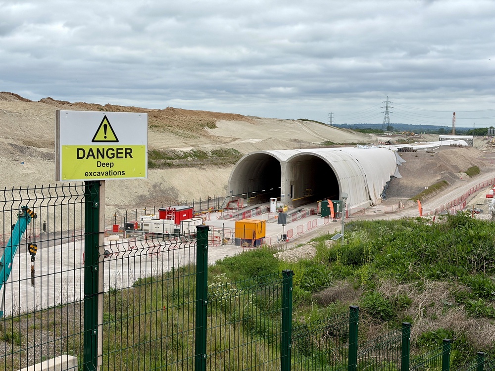 Construction work for the HS2 railway in Wendover, Buckinghamshire, where a mile-long tunnel is being built (Reuters)