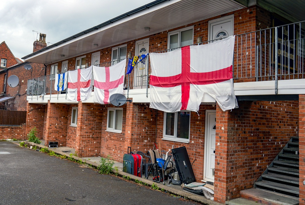 England flags in Ashton, which is part of the Makerfield constituency (Peter Byrne/PA) (PA Wire)