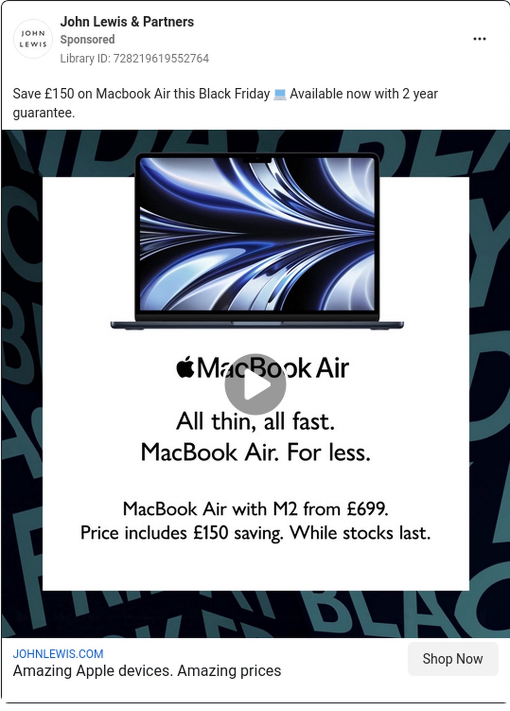 The Advertising Standards Authority (ASA) found two John Lewis ads for MacBook and ASUS laptops in the lead-up to Black Friday in November overstated the advertised price drops (ASA /PA Wire)