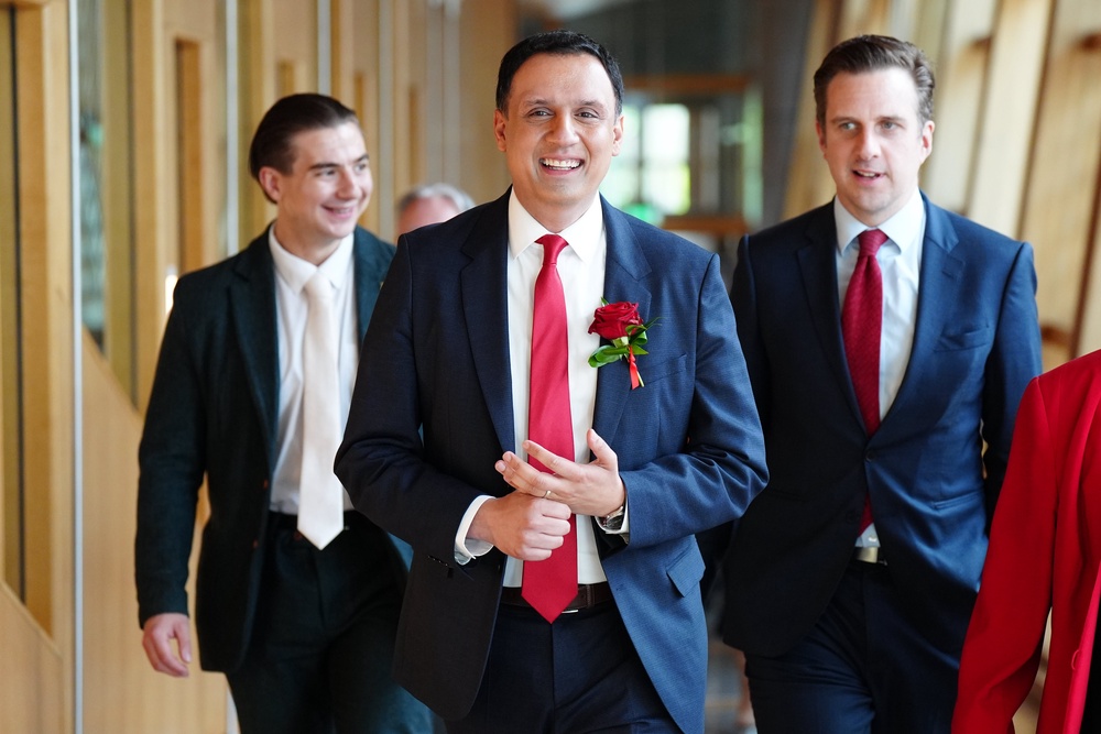 Scottish Labour leader Anas Sarwar (centre) said voters were ‘tired of political arguments’. (Jane Barlow/PA)