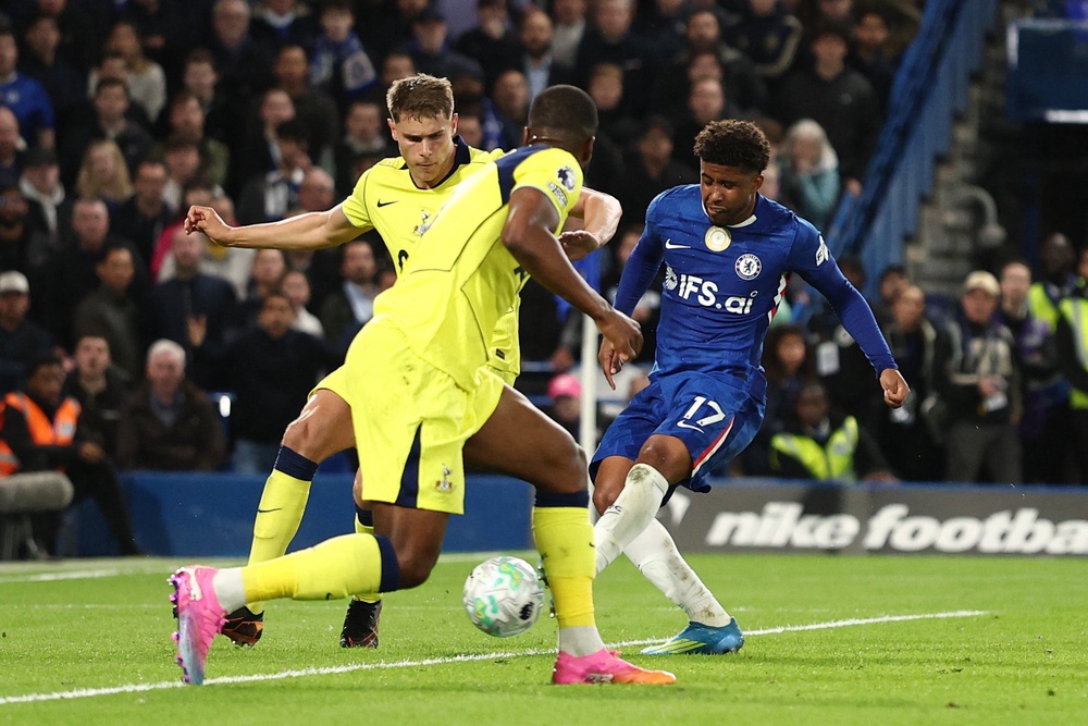 Andrey Santos on his way to scoring Chelsea’s second goal (Reuters)