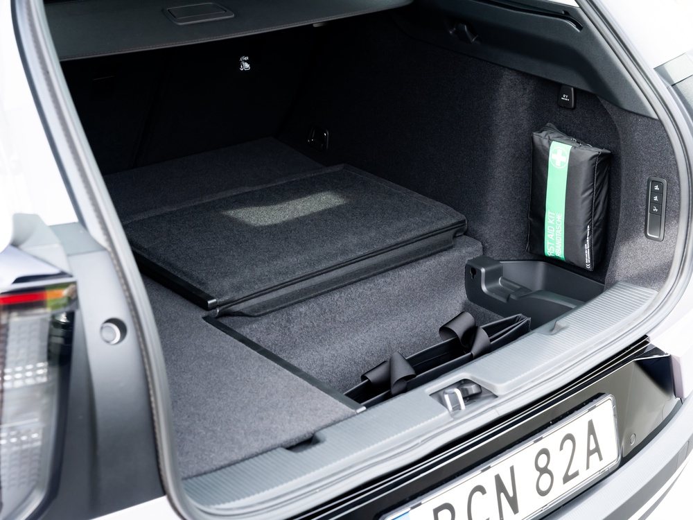 The Volvo EX60's boot features clever partitions to keep things safe and stop them rolling around (Volvo)