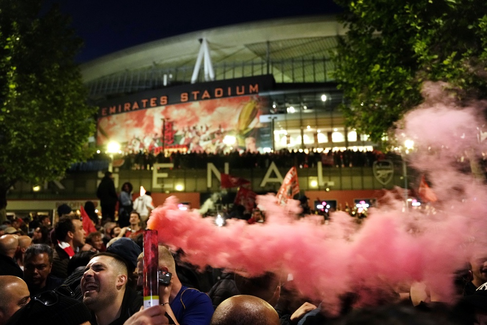 Arsenal fans celebrated their title triumph long into the night (PA Wire)