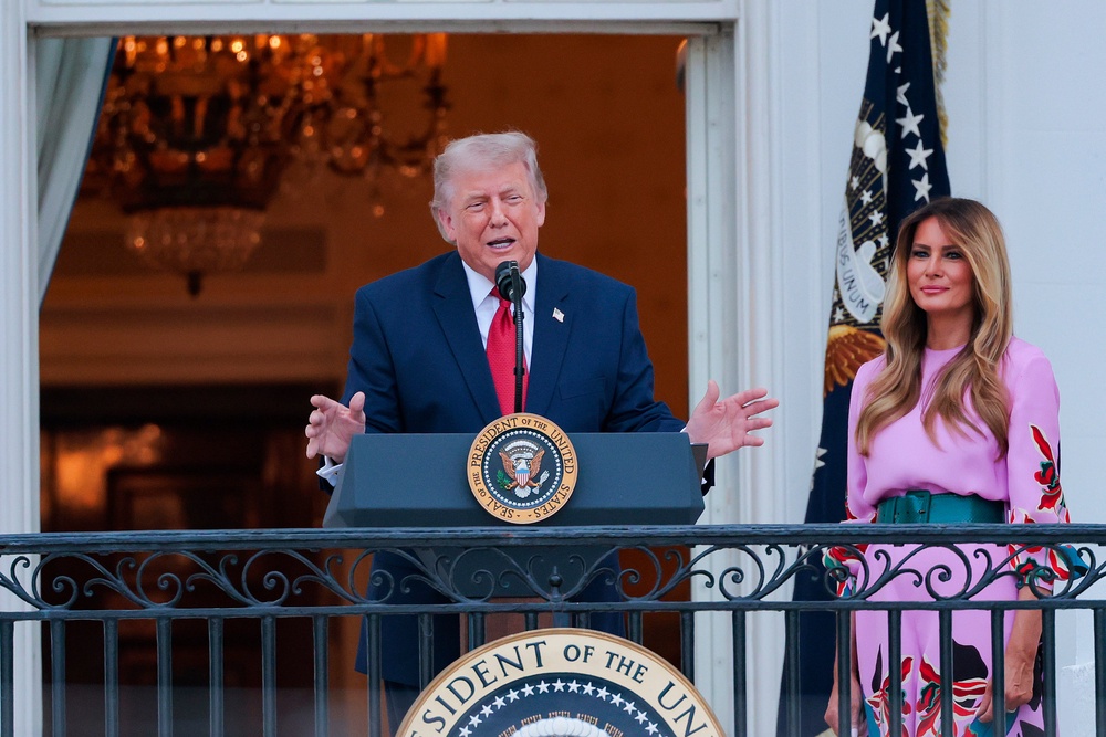 In typical fashion, Trump boasted about what he called the “hottest country anywhere in the world” under his leadership at the White House Congressional Picnic Tuesday night (Getty Images)