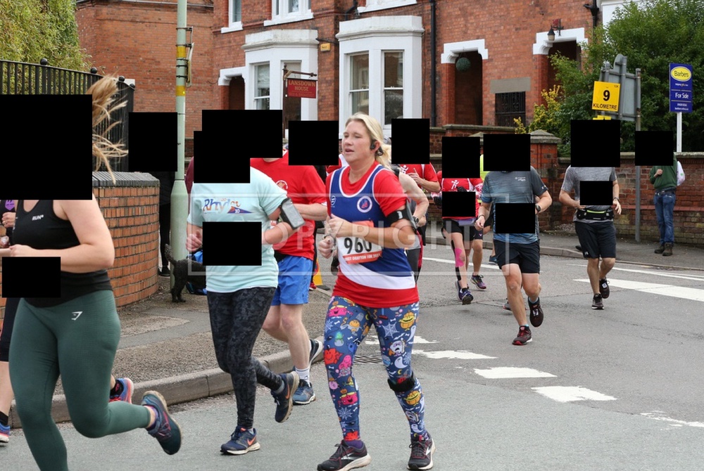 Helen Green, 49, was caught taking part in a 10k race in Market Drayton, Shropshire (PA)