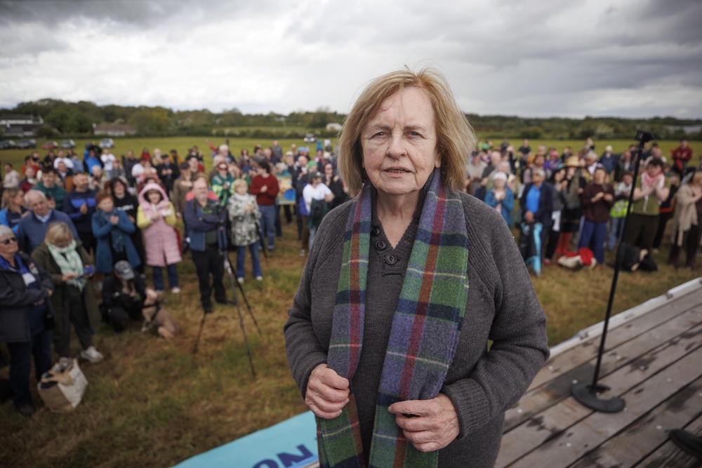 Bernadette McAliskey during a Save Lough Neagh rally at Ardboe High Cross, near Lough Neagh in Co Tyrone (Liam McBurney/PA) (PA Wire)
