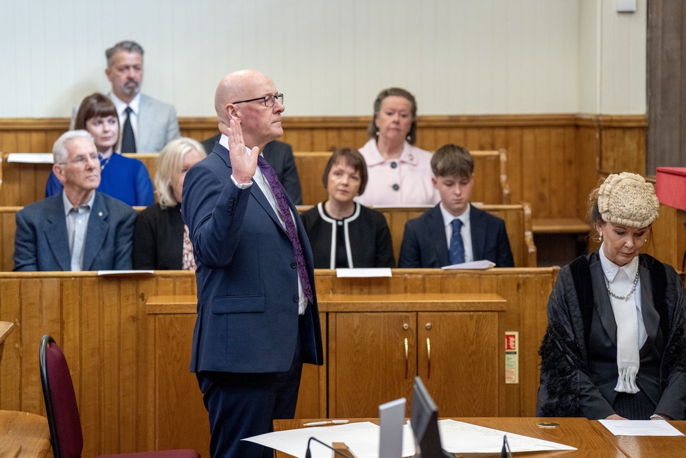 John Swinney was earlier sworn in as First Minister at the Court of Session (Jane Barlow/PA) (PA Wire)