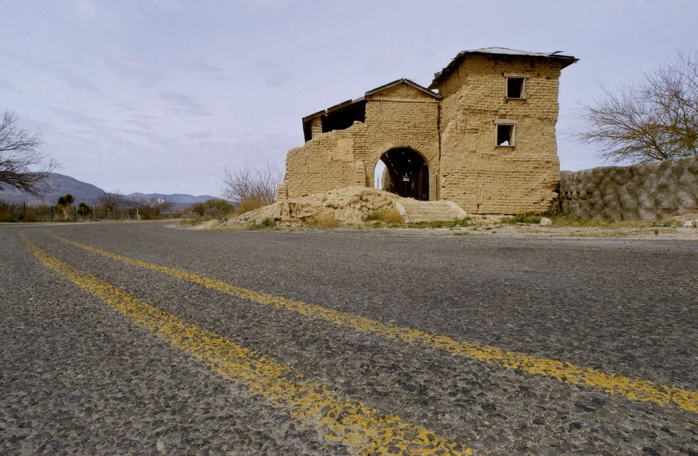 Texas State Highway 170 passes The Mission del Sagrado Corazon in Ruidosa, Texas, Feb. 9, 2005. The church once had a second tower on the front left like that one on the right (Copyright 2005 The Associated Press. All rights reserved.)
