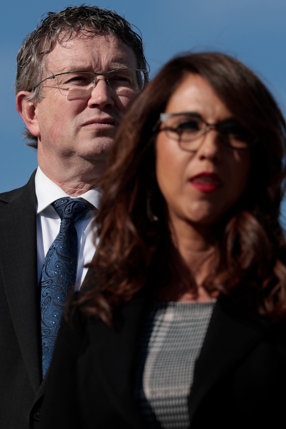 Massie and Boebert in 2022. Boebert is considered one of the president’s staunchest allies in the House of Representatives, voting with the president nearly 100 percent of the time as of last year (Getty Images)