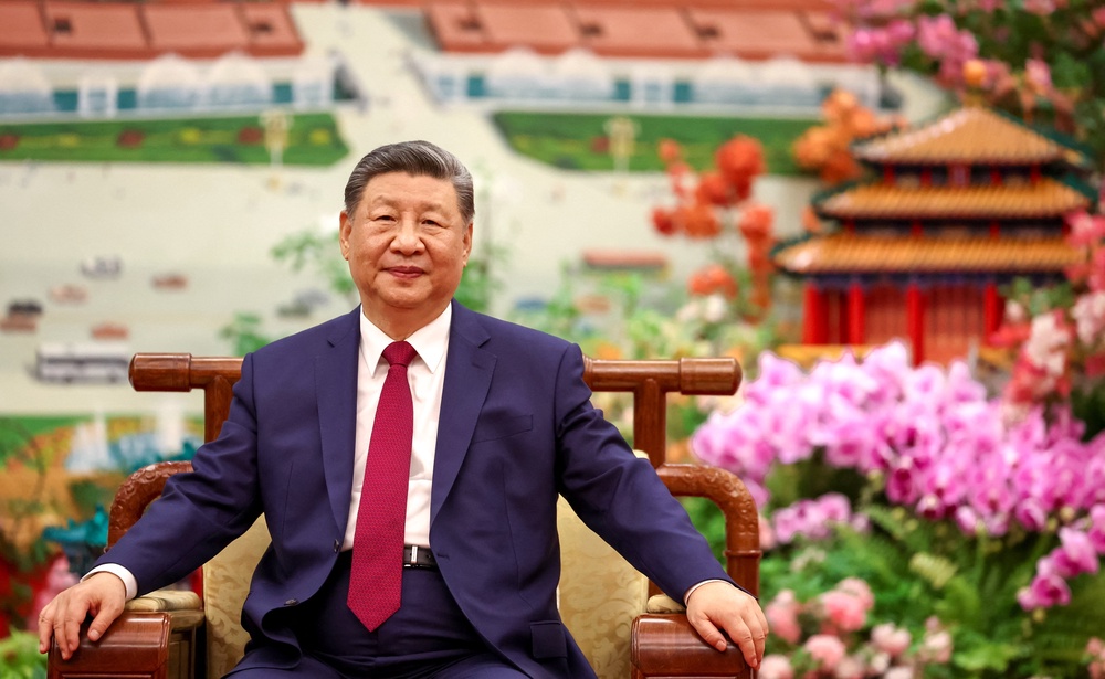 Chinese President Xi Jinping attends a tea ceremony with Russian President Vladimir Putin following their meeting at the Great Hall of the People in Beijing, China May 20, 2026 (Reuters)