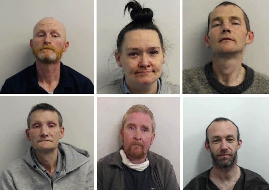Barry Watson, Elaine Lannery, Iain Owens, John Clark, Scott Forbes and Paul Brannan were among the seven people jailed over the child abuse ring (handout/PA) (PA Media)