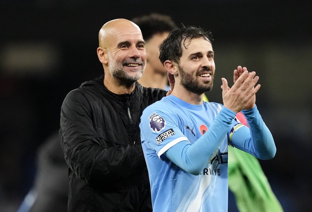 Bernardo Silva (right) says Pep Guardiola had long been an inspiration before he signed for City (Nick Potts/PA) (PA Archive)