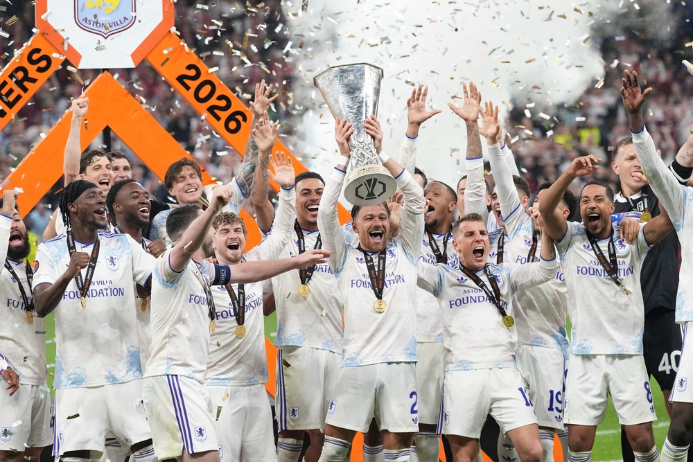 Aston Villa were crowned Europa League champions (AP)