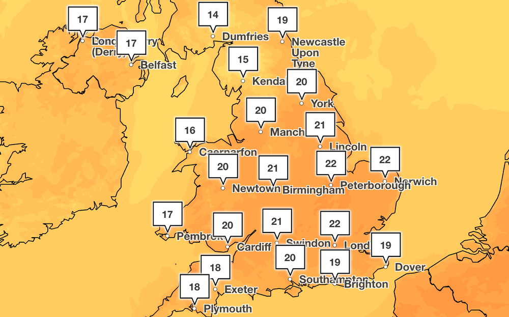 Warm weather is expected to start on Thursday (Met Office)